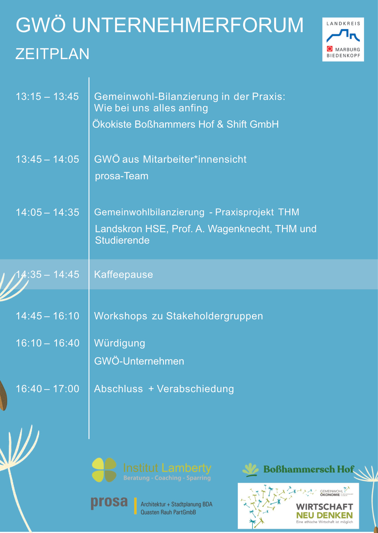 Flyer GWÖ Zeitplan Gemeinwohl-Unternehmerforum 2025, Teil 2